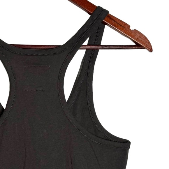 Chaser Racerback Tank Top Corset Front Curved Hem Faded Black Medium - Picture 11 of 16